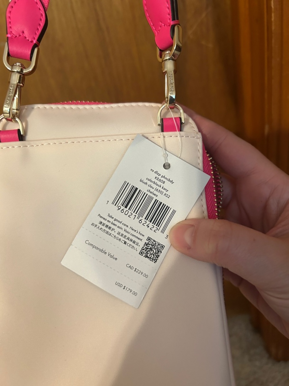 kate spade Cream and Hot Pink Crossbody Phone Pouch - Picture 6 of 6